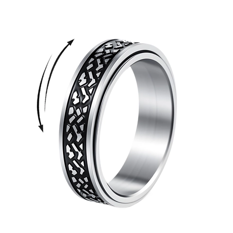 Herren Spinner Ring 304 Edelstahl Angst Relief Band Rotierendes Schottermuster Industrieller Mode Schmuck Fingerring