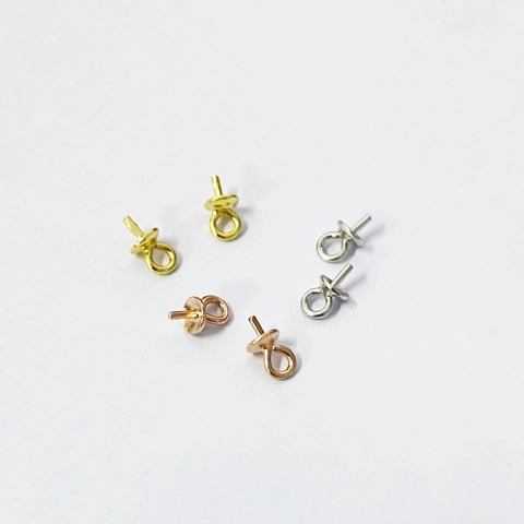 925 Sterling Silver Pearl Mount Pendant Setting Findings For DIY Jewelry Making Round Cup Pin Connector Bail Accessory