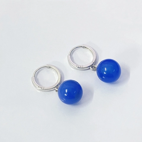 Orecchini Pendenti in Argento Sterling 925 Con Agata Blu per Donna Orecchini Geometrici Retrò Con Ciondolo a Perla Tonda Gioielli Eleganti Stile Etnico