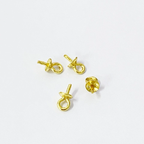 925 Sterling Silver Pearl Mount Pendant Setting Findings For DIY Jewelry Making Round Cup Pin Connector Bail Accessory