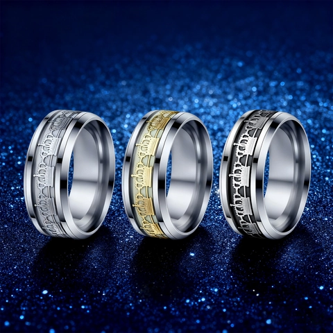 Vintage Luminous Crown Stainless Steel Ring Glow In The Dark Punk Jewelry Fashion Band For Men Women Daily Accessories
