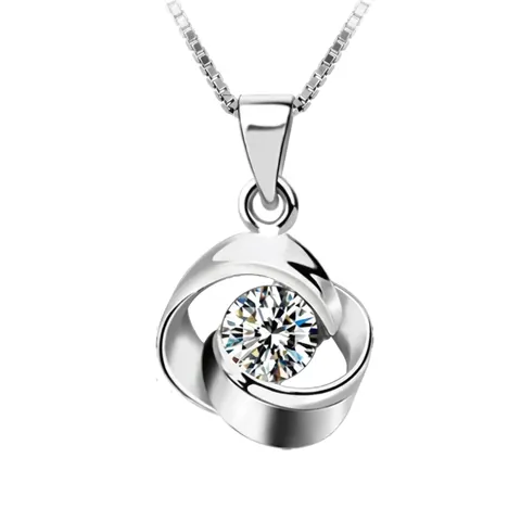 Collana Con Ciondolo a Forma di Rosa Rotante in Argento Sterling 925 per Donna Elegante Gioielli in Zirconia in Stile Coreano Senza Catena