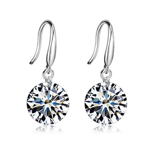 925 Sterling Silver Ear Hook Earrings For Women Korean Minimalist Round Zirconia Drop Earrings Elegant Jewelry Gift