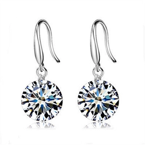 925 Sterling Silver Ear Hook Earrings For Women Korean Minimalist Round Zirconia Drop Earrings Elegant Jewelry Gift