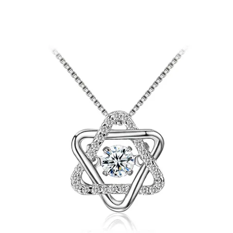 Collana Con Ciondolo a Stella Esagramma in Argento Sterling 925 Con Strass Luccicanti Catena Girocollo Gioielli Donna Regalo