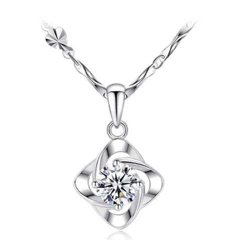 Elegant 925 Sterling Silver Vortex Flower Pendant Necklace For Women Micro Inlaid Sparkling Rhinestone Pendant Only No Chain Jewelry