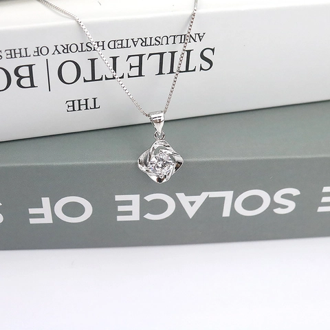 Elegant 925 Sterling Silver Vortex Flower Pendant Necklace For Women Micro Inlaid Sparkling Rhinestone Pendant Only No Chain Jewelry