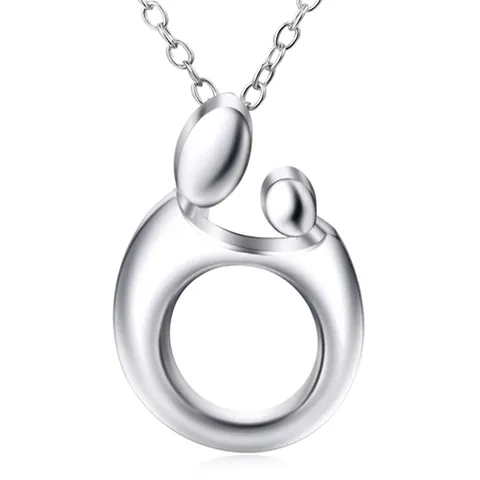 Collana con Ciondolo Madre e Figlio in Argento Sterling 925 Astratto Mamma e Bambino Zirconia Gioielli Regalo