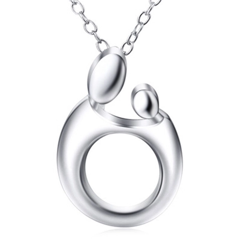Collana con Ciondolo Madre e Figlio in Argento Sterling 925 Astratto Mamma e Bambino Zirconia Gioielli Regalo