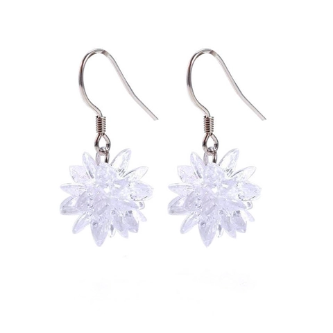 Pendientes de Gancho de Plata de Ley 925 Circonia Flor de Hielo para Mujer Elegantes Pendientes de Copo de Nieve Joyería Diaria
