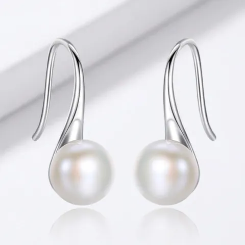 Elegante S925 Sterlingsilber Künstliche Perle Ohrhaken Runde Schalenperle Hängende Ohrringe Für Damen Mode Schmuck Geschenk