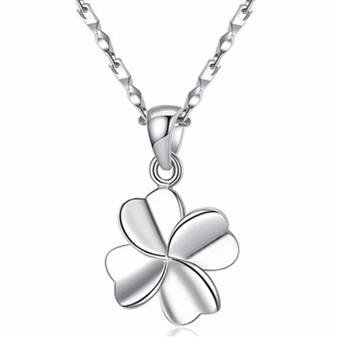 S925 Sterling Silver Four Leaf Clover Pendant Only Without Chain Simple Polished Leaf Shape Jewelry Pendant For Women Girl Gift