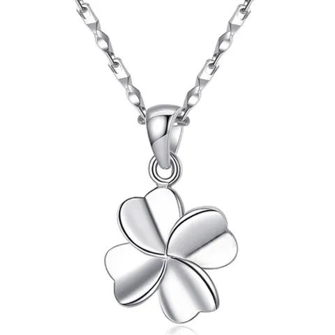 S925 Sterling Silver Four Leaf Clover Pendant Only Without Chain Simple Polished Leaf Shape Jewelry Pendant For Women Girl Gift