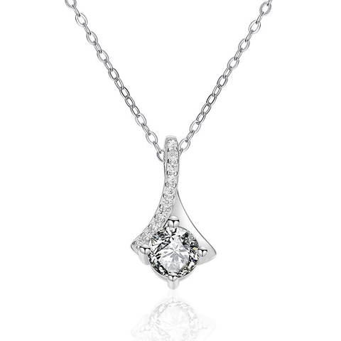 Collana con Ciondolo a Chevron in Argento Sterling 925 Zirconia Intarsiato Catena per Clavicola Minimalista Regalo Gioielli Donna