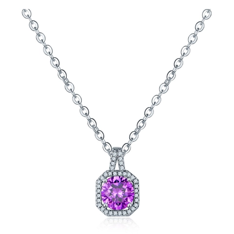 Collana con Ciondolo Halo Quadrato in Argento Sterling 925 per Donna con Zirconia Scintillante Intarsiata Gioielli da Regalo