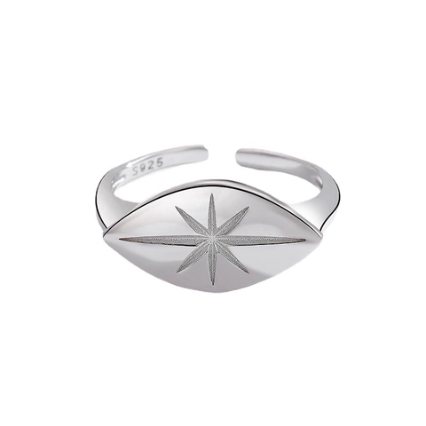 S925 Sterlingsilber Achtezackiger Stern Verstellbarer Ring Für Damen Minimalistisch Maquise Gesicht Gold Silber Galvanisch Finger Schmuck
