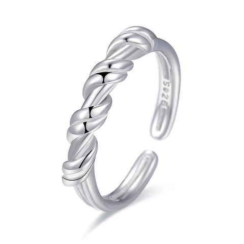 925 Sterling Silver Knot Ring French Minimalist Twisted Rope Irregular Wrap Open Adjustable Ring Fashion Ins Style Jewelry Gift For Women