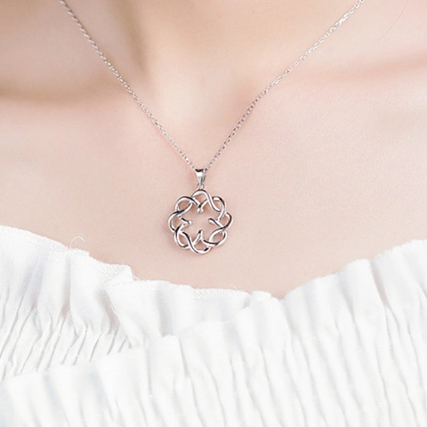 Collana con Pendente a Fiocco in Argento Sterling 925 Choker Minimalista Nodo Concentrico per Donna Uomo Gioielli Galvanizzati