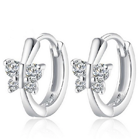 Orecchini a Cerchio a Farfalla in Argento Sterling S925 Con Zirconia per Donna Squisiti Orecchini Huggie Animali Gioielli di Moda