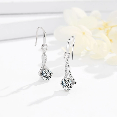925 Sterling Silver Zirconia Drop Earrings Flower Cross Design Brilliant Cut Dangle Earrings For Women Jewelry Gift