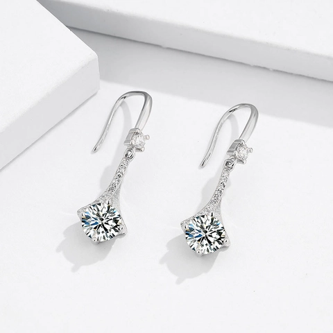 925 Sterling Silver Zirconia Drop Earrings Flower Cross Design Brilliant Cut Dangle Earrings For Women Jewelry Gift
