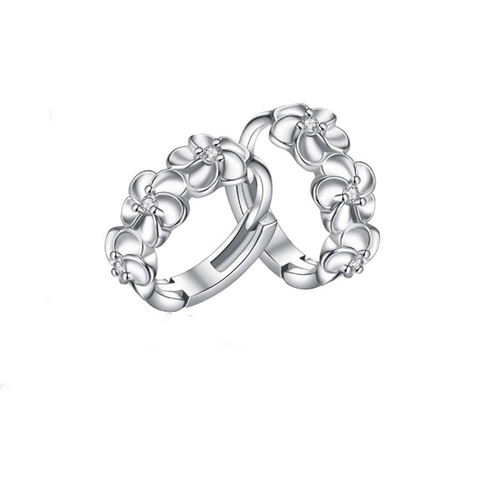 Elegantes Pendientes de Aro de Plata de Ley 925 Con Flores e Incrustaciones de Strass Joyería Huggie Floral Coreana Para Mujer Regalo