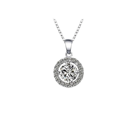 Collana con Ciondolo Halo Tondo in Argento Sterling 925 per Donna Catena a Clavicola in Zirconia Scintillante Design di Nicchia Gioielli di Moda