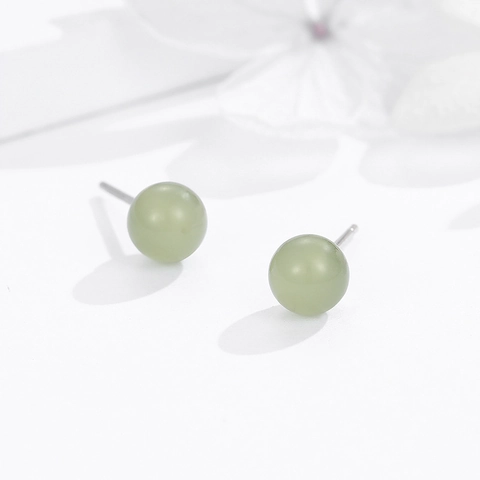 925 Sterling Zilveren Oorknopjes Minimalistisch Rond Groene Kraal Strass Geometrische Mode Sieraden Voor Vrouwen Dagelijks Accessoire