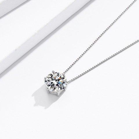 925 Sterlingsilber Krone Sechs-Krallen Zirkonia Anhänger Halskette Für Damen Elegante Minimalistische Schlüsselbeinkette Schmuck Geschenk