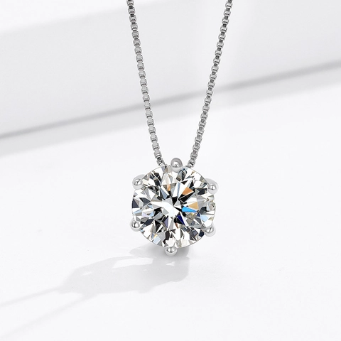 925 Sterlingsilber Krone Sechs-Krallen Zirkonia Anhänger Halskette Für Damen Elegante Minimalistische Schlüsselbeinkette Schmuck Geschenk