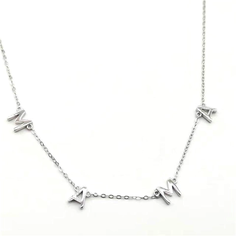 Collana con Ciondolo a Lettera MAMA in Argento Sterling 925 per Donna Oro Rosa Oro Argento Catena Sottile Regalo Mamma