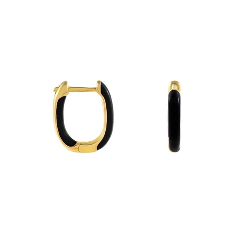 Orecchini A Cerchio In Argento Sterling 925 Placcato Oro Smalto Geometrico A Forma Di U Minimalista Per Donna