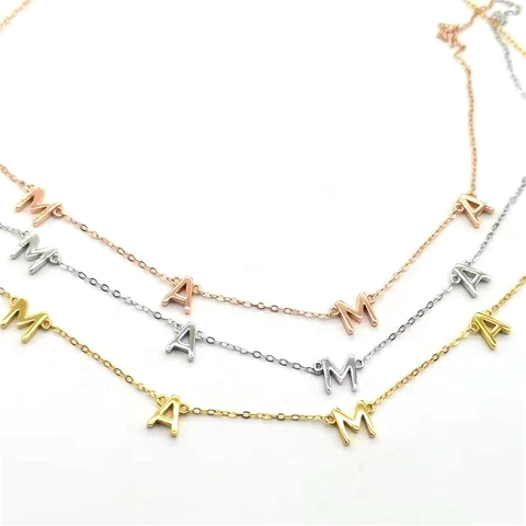 Collana con Ciondolo a Lettera MAMA in Argento Sterling 925 per Donna Oro Rosa Oro Argento Catena Sottile Regalo Mamma