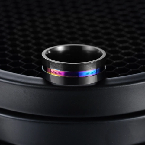 Mode Titanium Staal Regenboog Gestreept Ring Voor Heren Dames Mat Zwart Gematteerd Roestvrij Staal Band Sieraden Cadeau