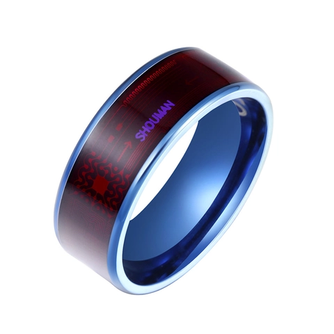 Anello Intelligente NFC in Acciaio Inossidabile Stile Tecnologico Motivo a Circuito Stampato Digitale Anello Geometrico Uomo Donna