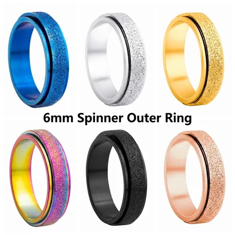 Anello Spinner in Acciaio al Titanio Satinato per Sollievo Ansia Multicolore Oro Rosa Band Ring Unisex Moda Gioielli Anello da Dito