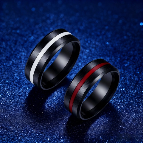 Minimalist Stainless Steel Ring For Men Black Sand Surface Drip Oil Band Ring Fashion Industrial Punk Style Jewelry Gift
