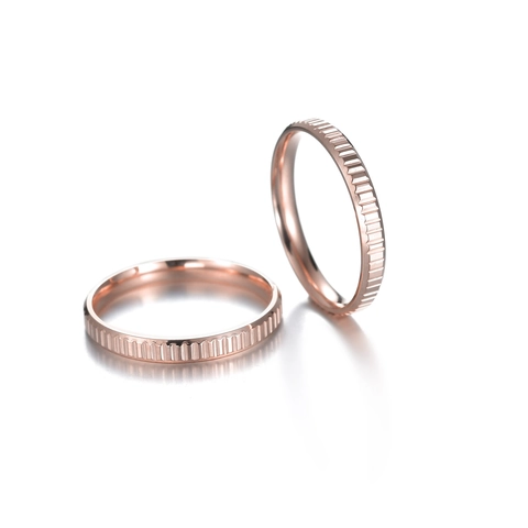 Minimalistischer Titanstahl Roségold Galvanisierter Zahnrad Ring Für Damen Herren Industriestil Konkav Konvex Strukturierter Ring