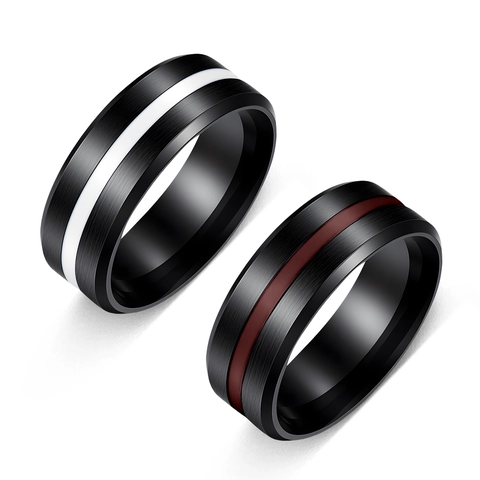 Minimalist Stainless Steel Ring For Men Black Sand Surface Drip Oil Band Ring Fashion Industrial Punk Style Jewelry Gift