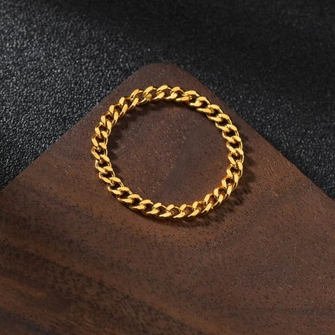 Anello a Catena in Acciaio al Titanio Minimalista per Donna Oro Argento Blu Nero Anello a Fascia Impilabile in Acciaio Inossidabile