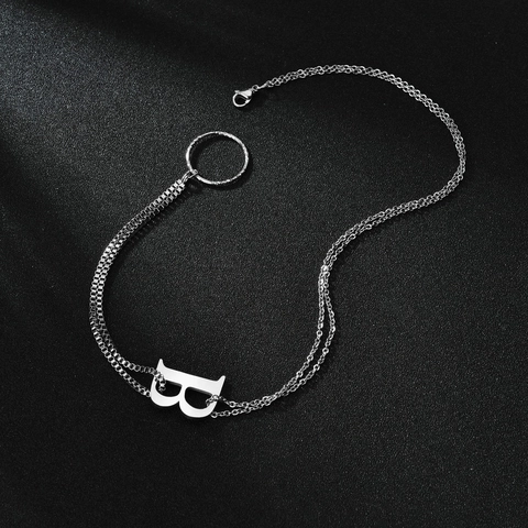 Collana con Pendente a Lettera B in Acciaio Inossidabile Hip Hop per Uomo Donna Colore Argento Catena Veneziana Gioielli Punk