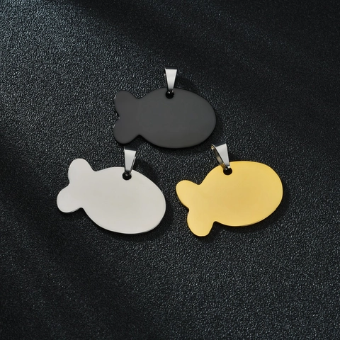 Polished Titanium Steel Blank Dog Tag Pendant Necklace For Laser Engraving Military Style ID Tag Men Women Fashion Jewelry