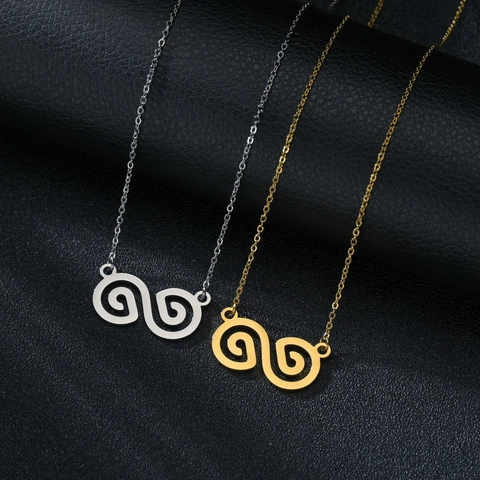 Damen Titanstahl Doppelspirale Anhänger Halskette Elegante Geometrische Pulverkette Gold Silber Plattiert Schmuck Geschenk Für Damen