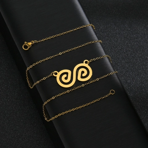 Damen Titanstahl Doppelspirale Anhänger Halskette Elegante Geometrische Pulverkette Gold Silber Plattiert Schmuck Geschenk Für Damen