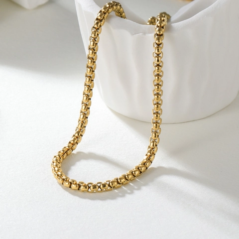 Edelstahl Box-Kette Halskette Für Damen Herren Polierte Geometrische Gliederkette Minimalistischer Modeschmuck Alltag Accessoire