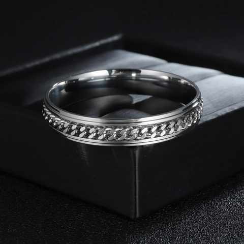 Bracciale Spinner da Uomo in Acciaio Inossidabile Catena a Maglia Cubana Bracciale Rigido Antistress Lucido Gioielli Industriali Accessori