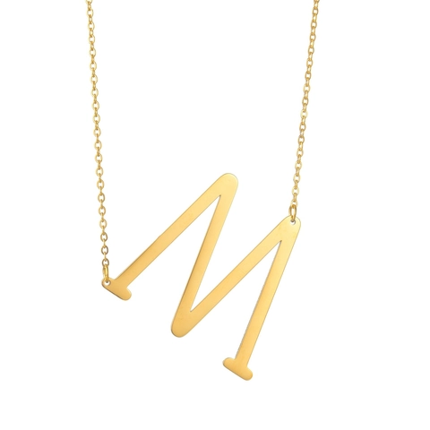 Collana Moda in Acciaio Inossidabile con Ciondolo 26 Lettere Inglesi Iniziale Oro Argento Placcato Alfabeto per Uomo Donna Gioielli