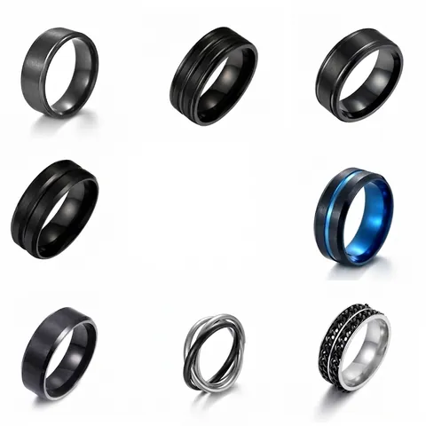 Men's Stainless Steel Ring Black Minimalist Band Ring Brushed Matte Finish Industrial Style Unisex Fashion Jewelry Finger Ring Gift