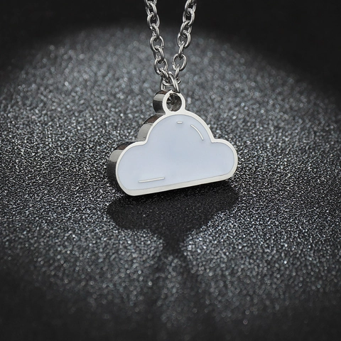 Collar con Colgante de Nube Minimalista de Acero de Titanio Simple Nube Blanca Cadena de Suéter para Mujeres Hombres Joyería