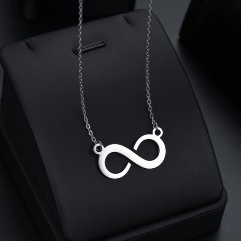 Minimalistische Edelstahl Unendlichkeit Anhänger Halskette Für Damen Poliert Galvanisiert Schlüsselbein Kette Gold Silber Schmuck